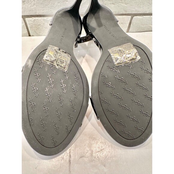 Kelly & Katie Black High Heel Sandals Shoes, Patent Leather Scalloped Size 8 - Picture 15 of 16